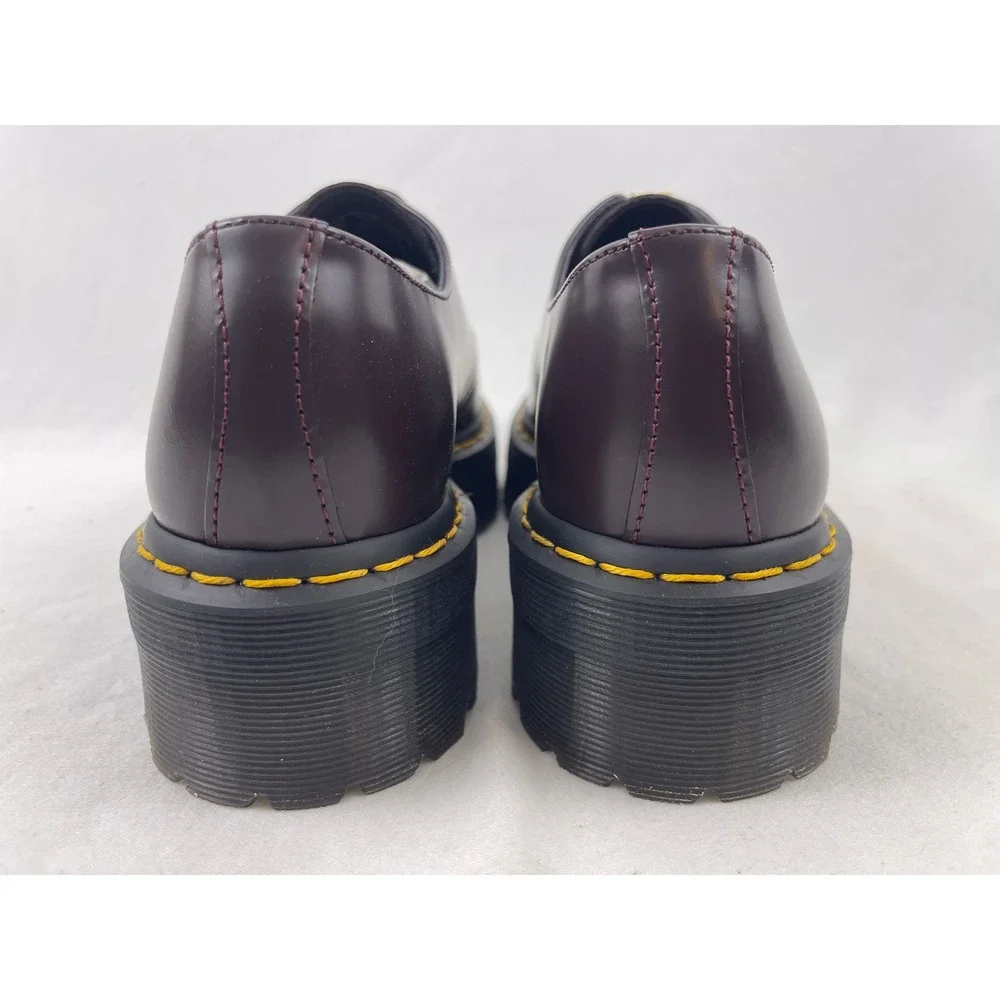 Dr. Martens 1461 Quad Men 10 Women 11 Burgundy Smooth Leather Platform Shoes NEW